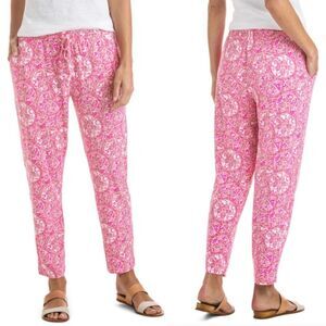 Vineyard Vines Knit Pull On Pants Sand Dollar Pink Tie Waist Stretch Lightweight